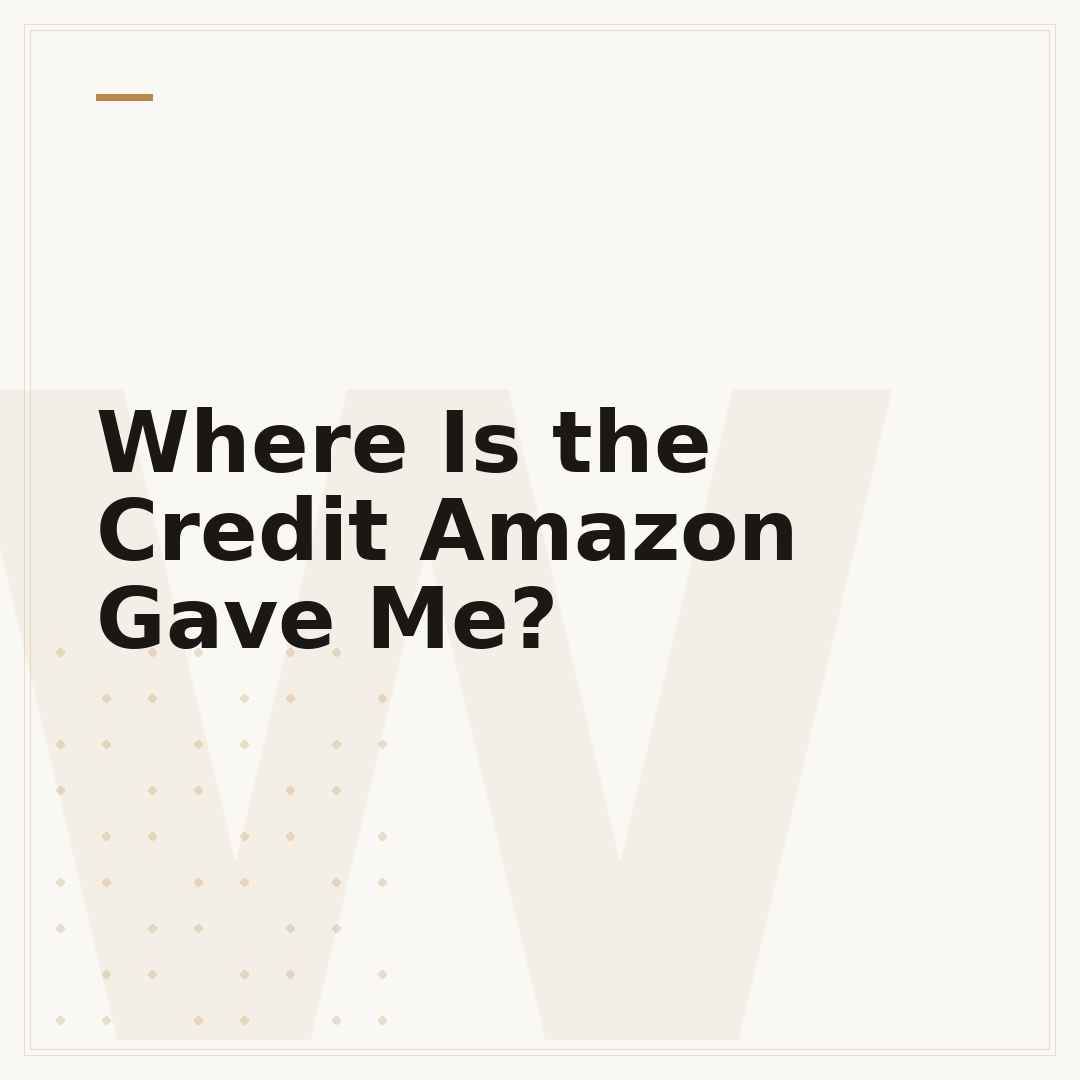 Where Is the Credit Amazon Gave Me?