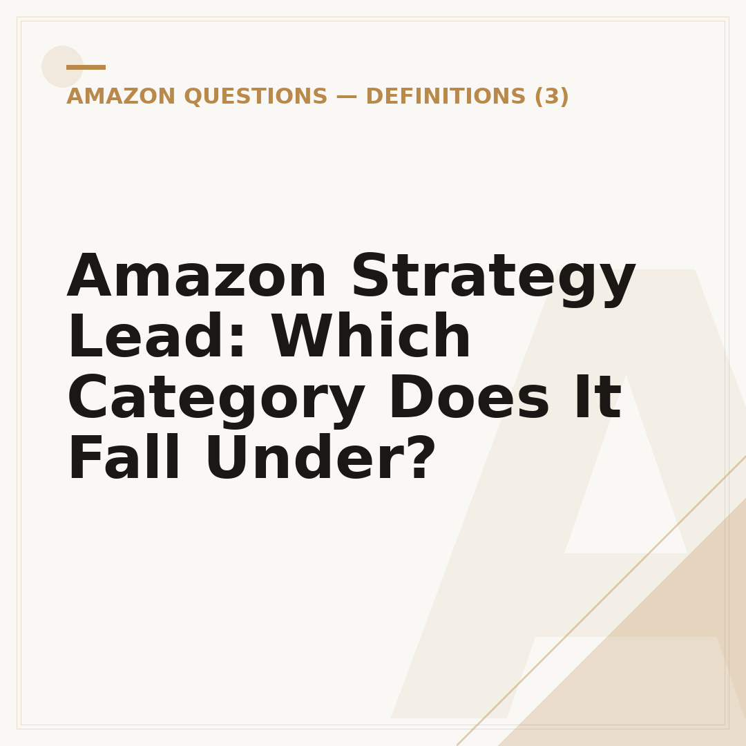 Amazon Strategy Lead: Which Category Does It Fall Under?