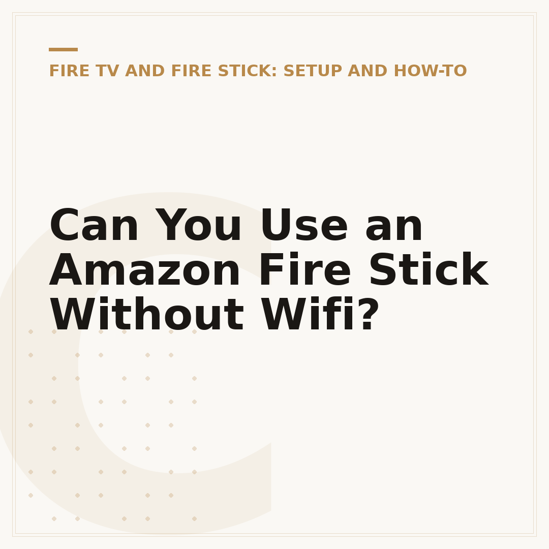 Can You Use an Amazon Fire Stick Without Wifi?