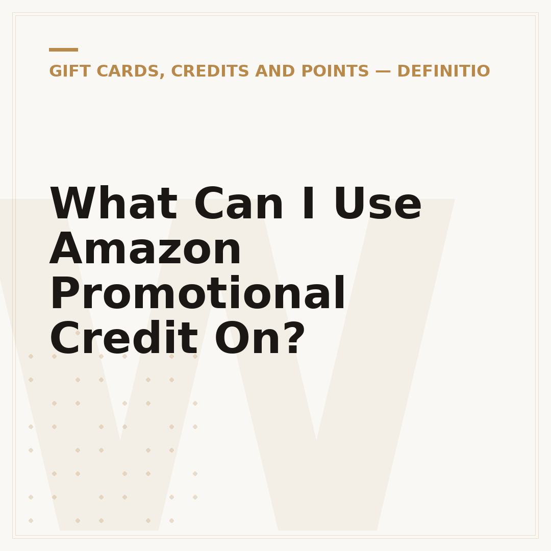 What Can I Use Amazon Promotional Credit On?